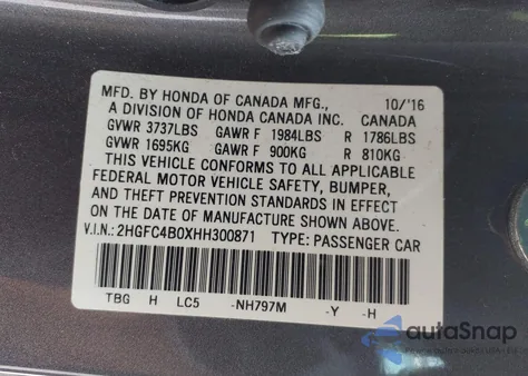 2017 Honda Civic Lx-P z USA, uszkodzony, nr VIN 2HGFC4B0XHH300871